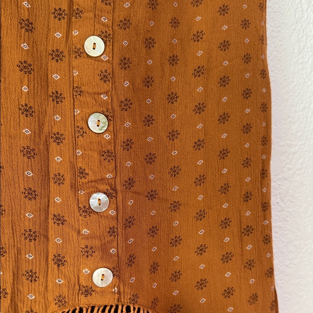 Shyanne Prairie Ruffle High Low Maxi Skirt Western Boho Button Front Brown Small - Picture 3 of 6